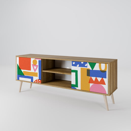GEOMETRIC GLIMMER Mueble de TV de 2 Puertas