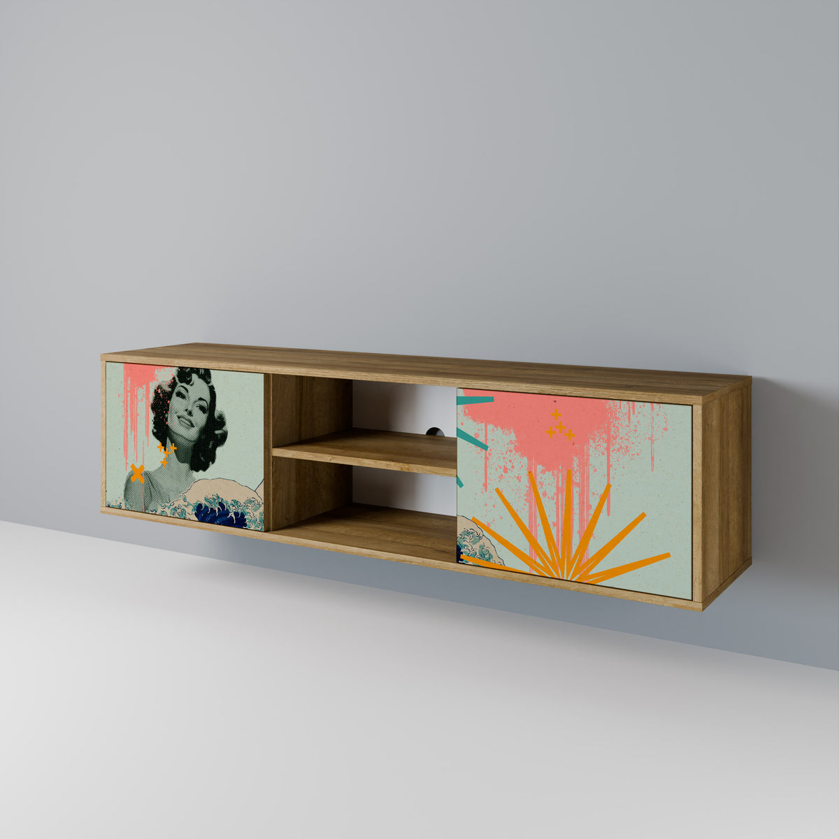 KANAGAWA BEAUTY Mueble de TV de 2 Puertas
