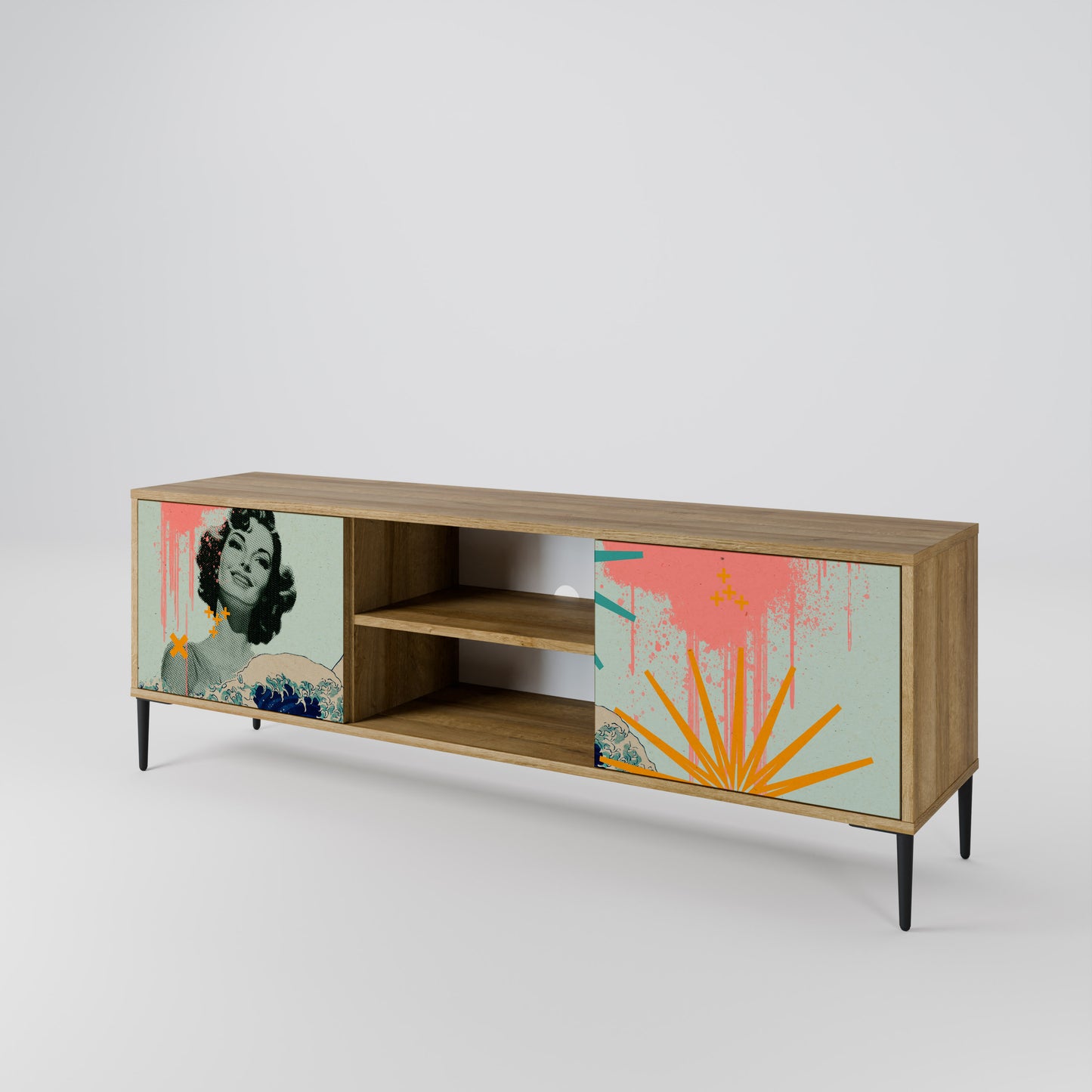 KANAGAWA BEAUTY Mueble de TV de 2 Puertas