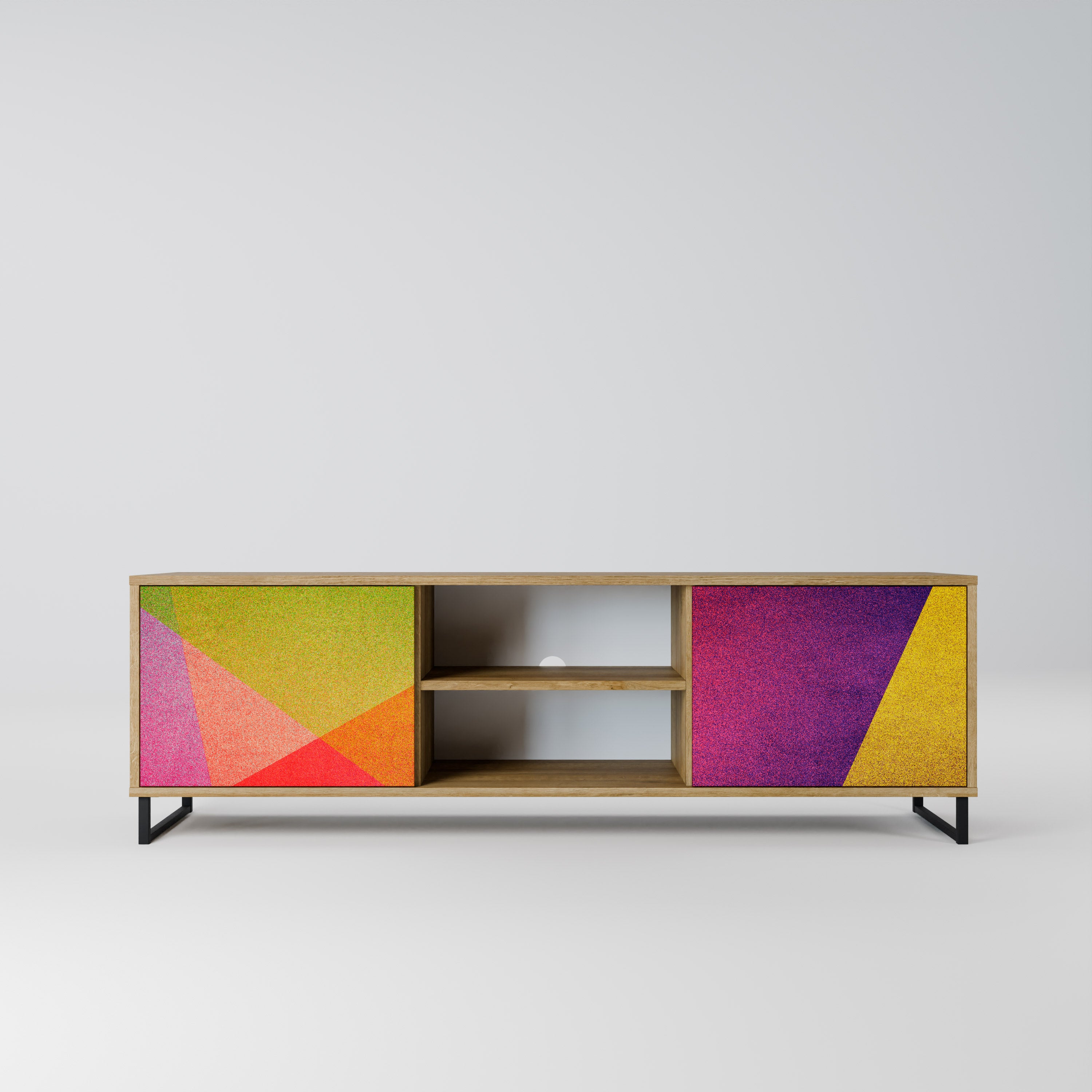 Mueble de TV de 2 puertas VIVID GEOMETRY con efecto roble