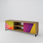 VIVID GEOMETRY Mueble de TV de 2 Puertas en Efecto Roble