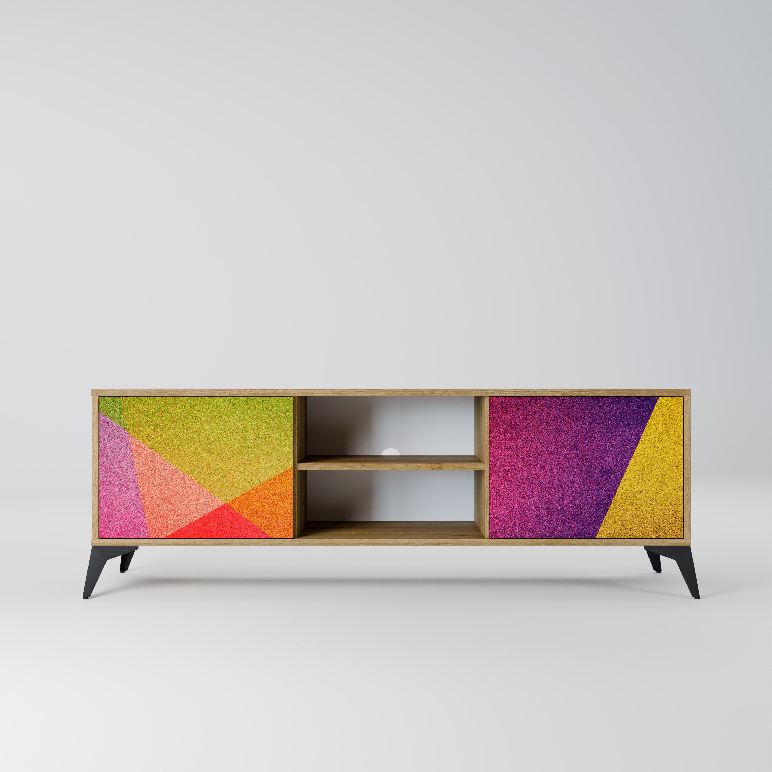 Mueble de TV de 2 puertas VIVID GEOMETRY con efecto roble