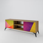VIVID GEOMETRY Mueble de TV de 2 Puertas en Efecto Roble