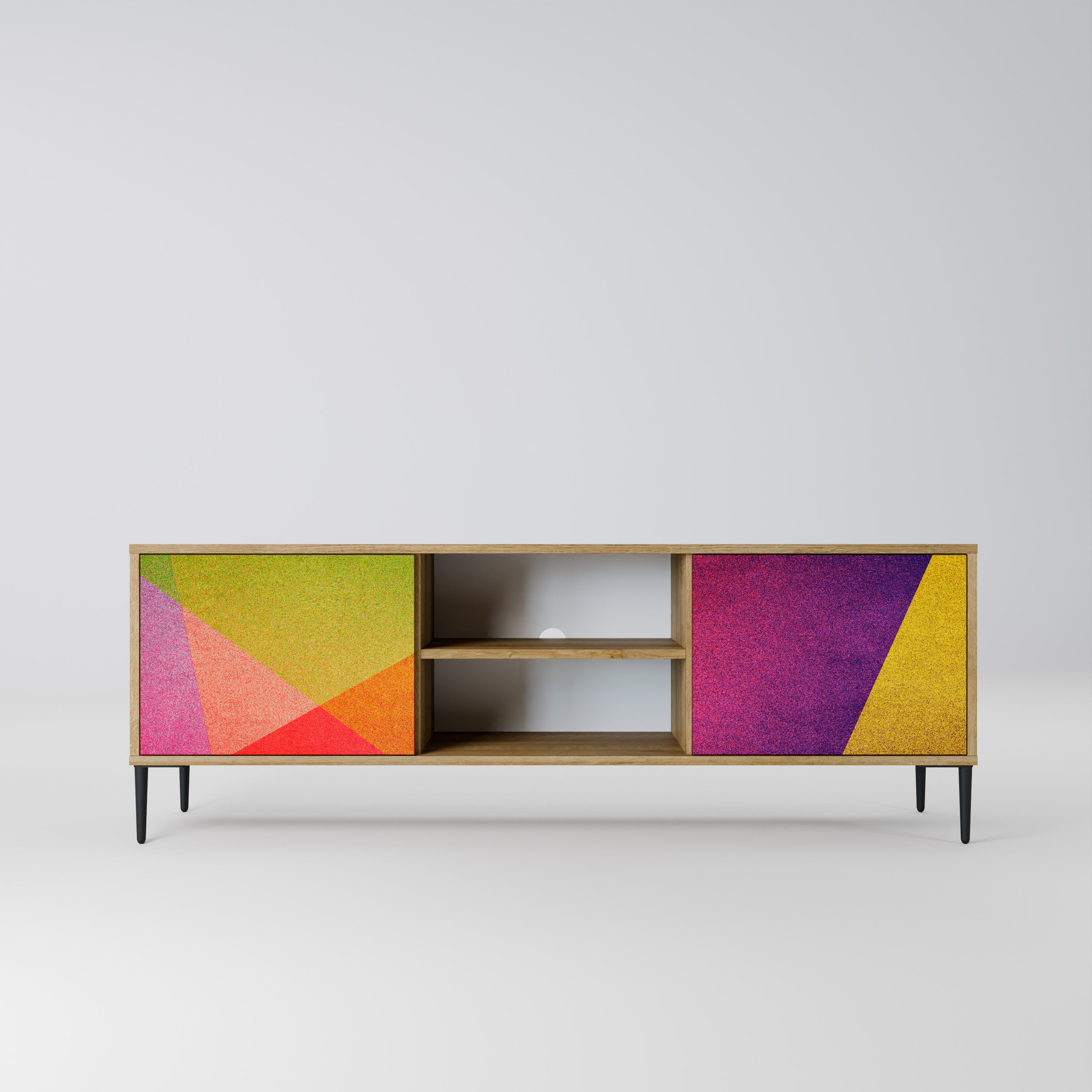 Mueble de TV de 2 puertas VIVID GEOMETRY con efecto roble