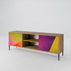 VIVID GEOMETRY Mueble de TV de 2 Puertas en Efecto Roble