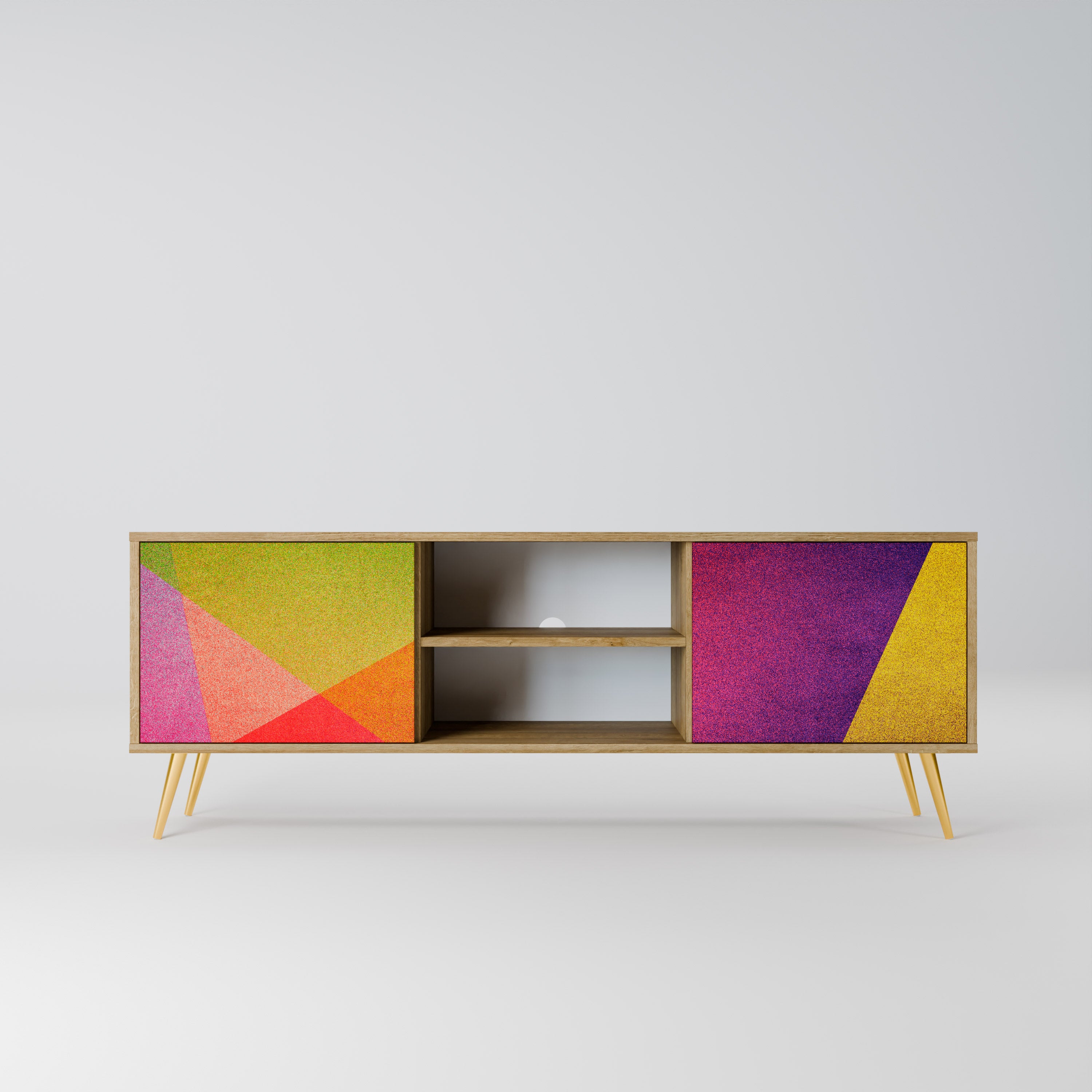 Mueble de TV de 2 puertas VIVID GEOMETRY con efecto roble