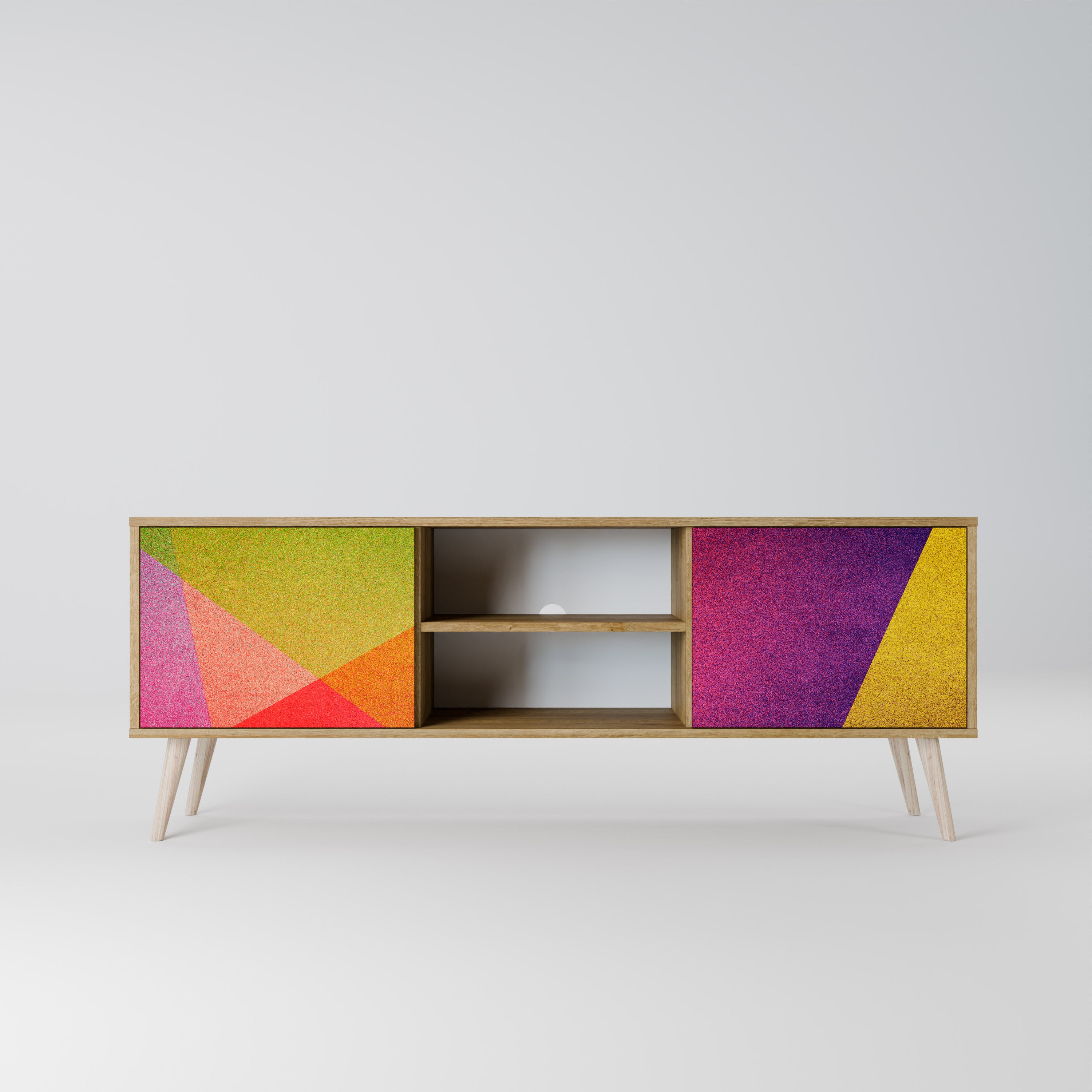 Mueble de TV de 2 puertas VIVID GEOMETRY con efecto roble