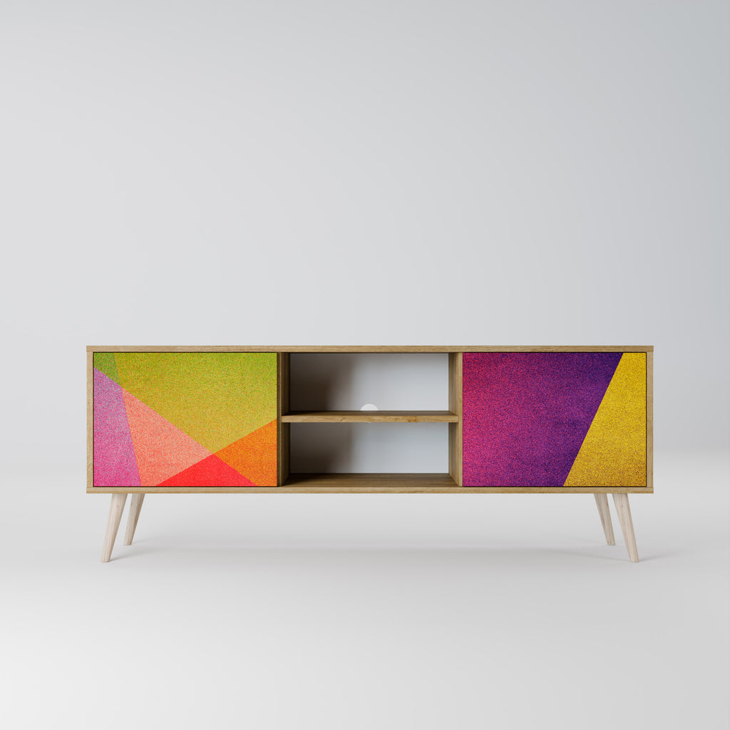 Mueble de TV de 2 puertas VIVID GEOMETRY con efecto roble
