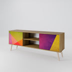 VIVID GEOMETRY Mueble de TV de 2 Puertas en Efecto Roble