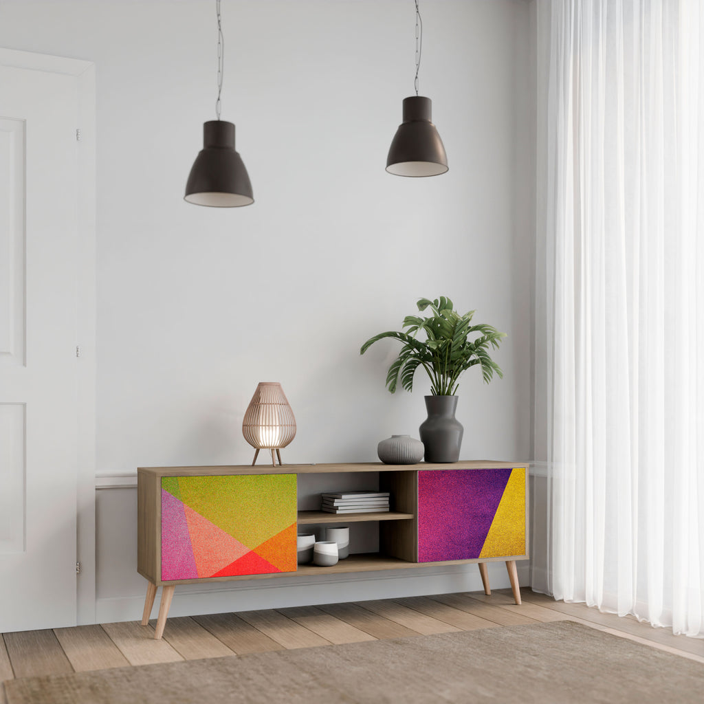 Mueble de TV de 2 puertas VIVID GEOMETRY con efecto roble