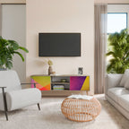 VIVID GEOMETRY Mueble de TV de 2 Puertas en Efecto Roble