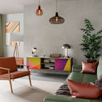 VIVID GEOMETRY Mueble de TV de 2 Puertas en Efecto Roble