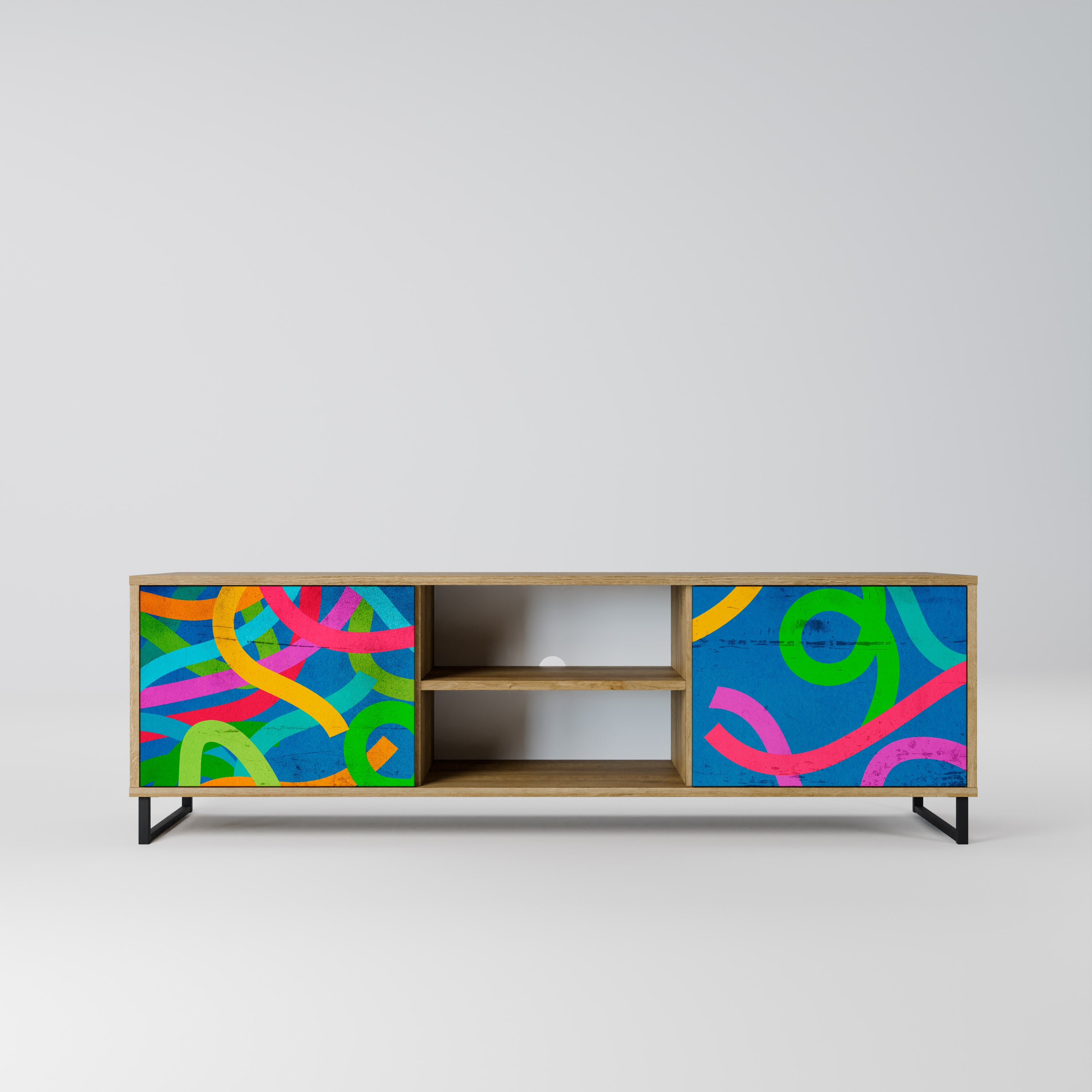 Mueble para TV STREAMER TANGLE de 2 puertas con efecto roble