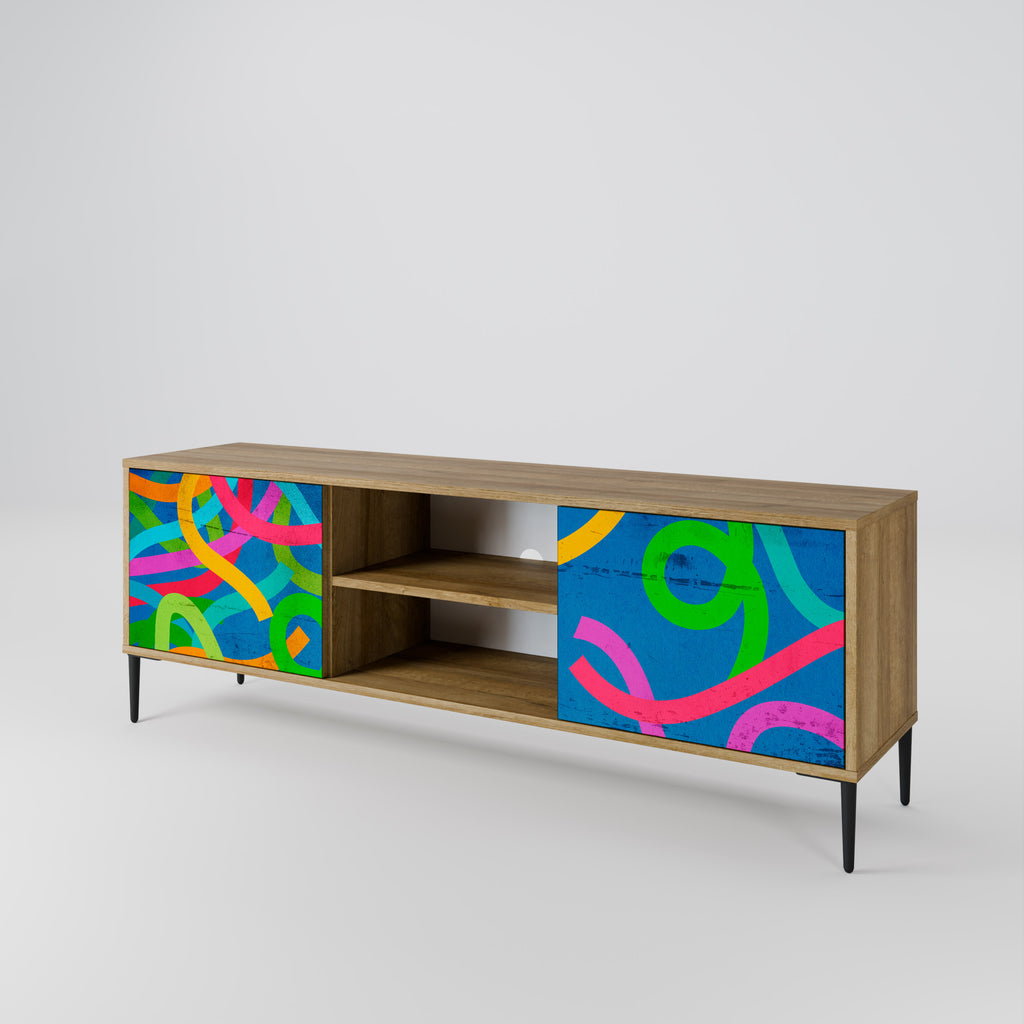 Mueble para TV STREAMER TANGLE de 2 puertas con efecto roble