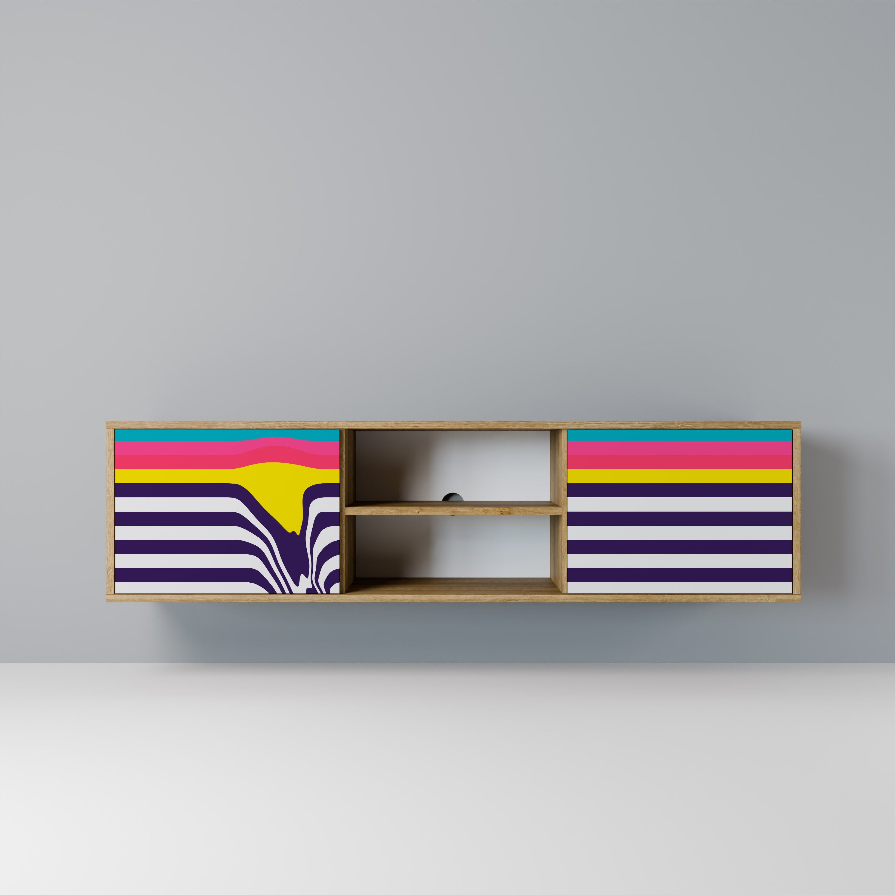 Mueble de TV de 2 puertas TONE COLLAPSE con efecto roble