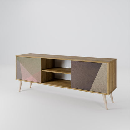 BEIGE GEOMETRY Mueble de TV de 2 Puertas