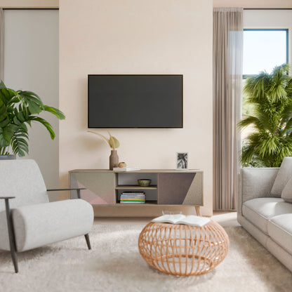 BEIGE GEOMETRY Mueble de TV de 2 Puertas