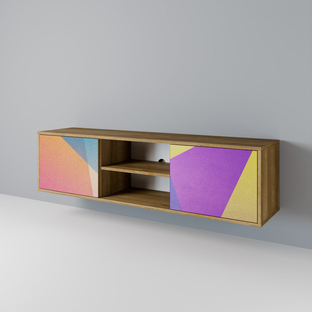 Mueble de TV de 2 puertas BRIGHT GEOMETRY con efecto roble