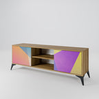 BRIGHT GEOMETRY Mueble de TV de 2 Puertas en Efecto Roble
