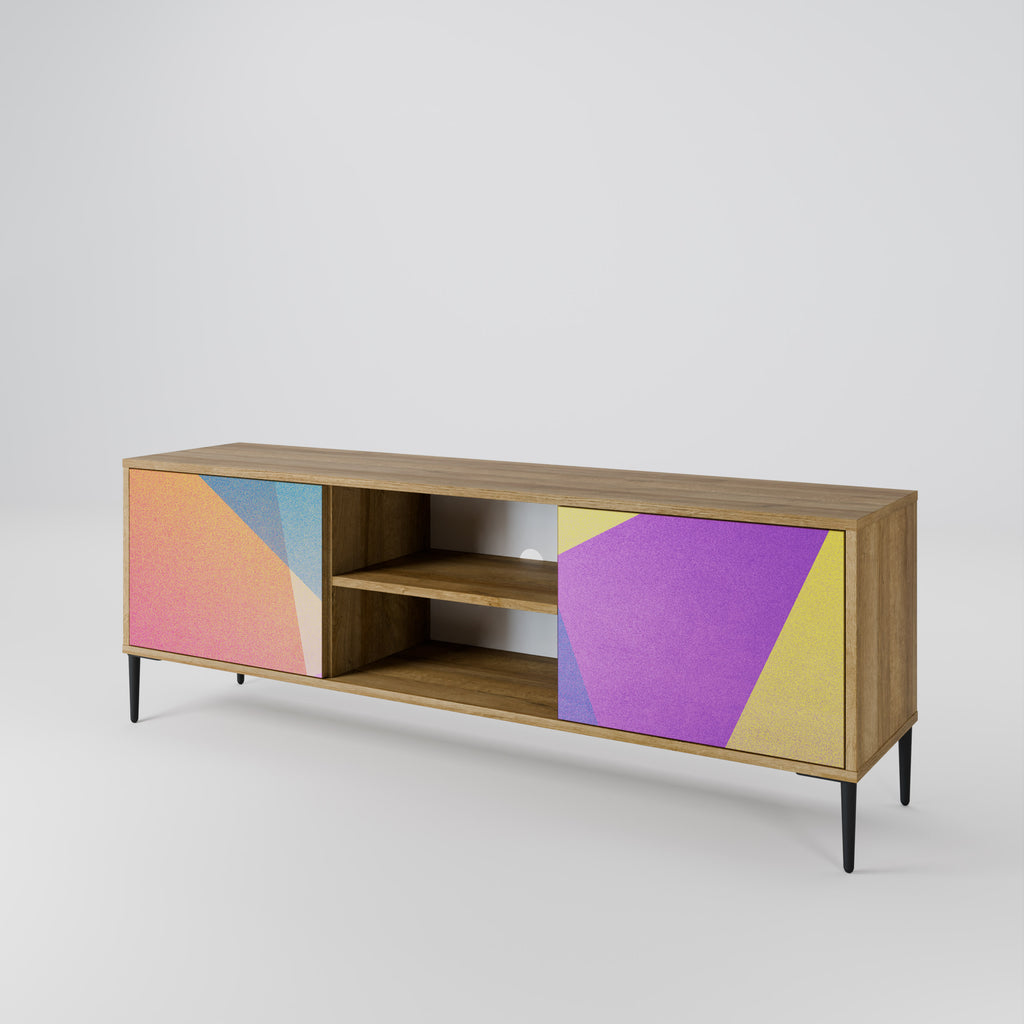 Mueble de TV de 2 puertas BRIGHT GEOMETRY con efecto roble