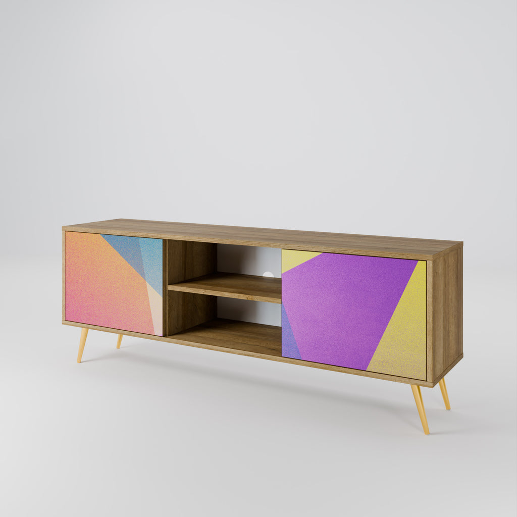 Mueble de TV de 2 puertas BRIGHT GEOMETRY con efecto roble