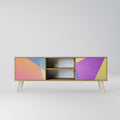 BRIGHT GEOMETRY Mueble de TV de 2 Puertas en Efecto Roble