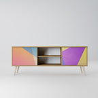BRIGHT GEOMETRY Mueble de TV de 2 Puertas en Efecto Roble