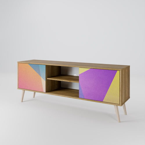 BRIGHT GEOMETRY Mueble de TV de 2 Puertas en Efecto Roble