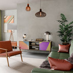 BRIGHT GEOMETRY Mueble de TV de 2 Puertas en Efecto Roble