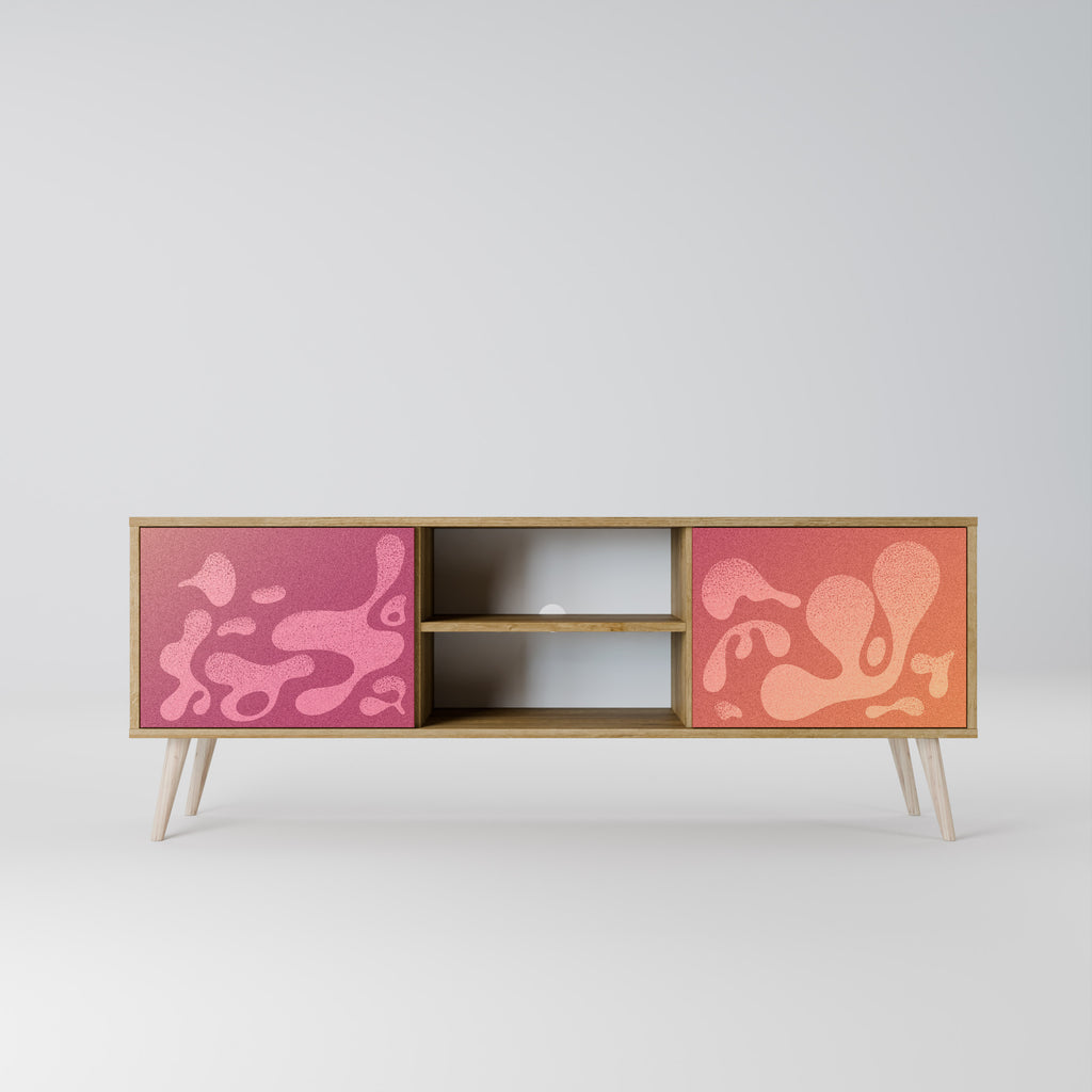 Mueble de TV IRREGULAR PINK de 2 puertas con efecto roble