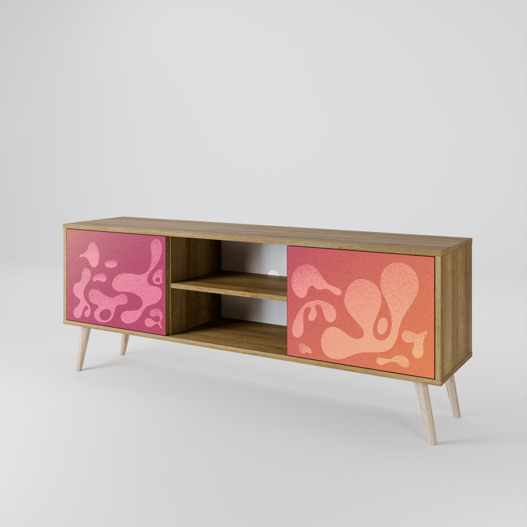 Mueble de TV IRREGULAR PINK de 2 puertas con efecto roble