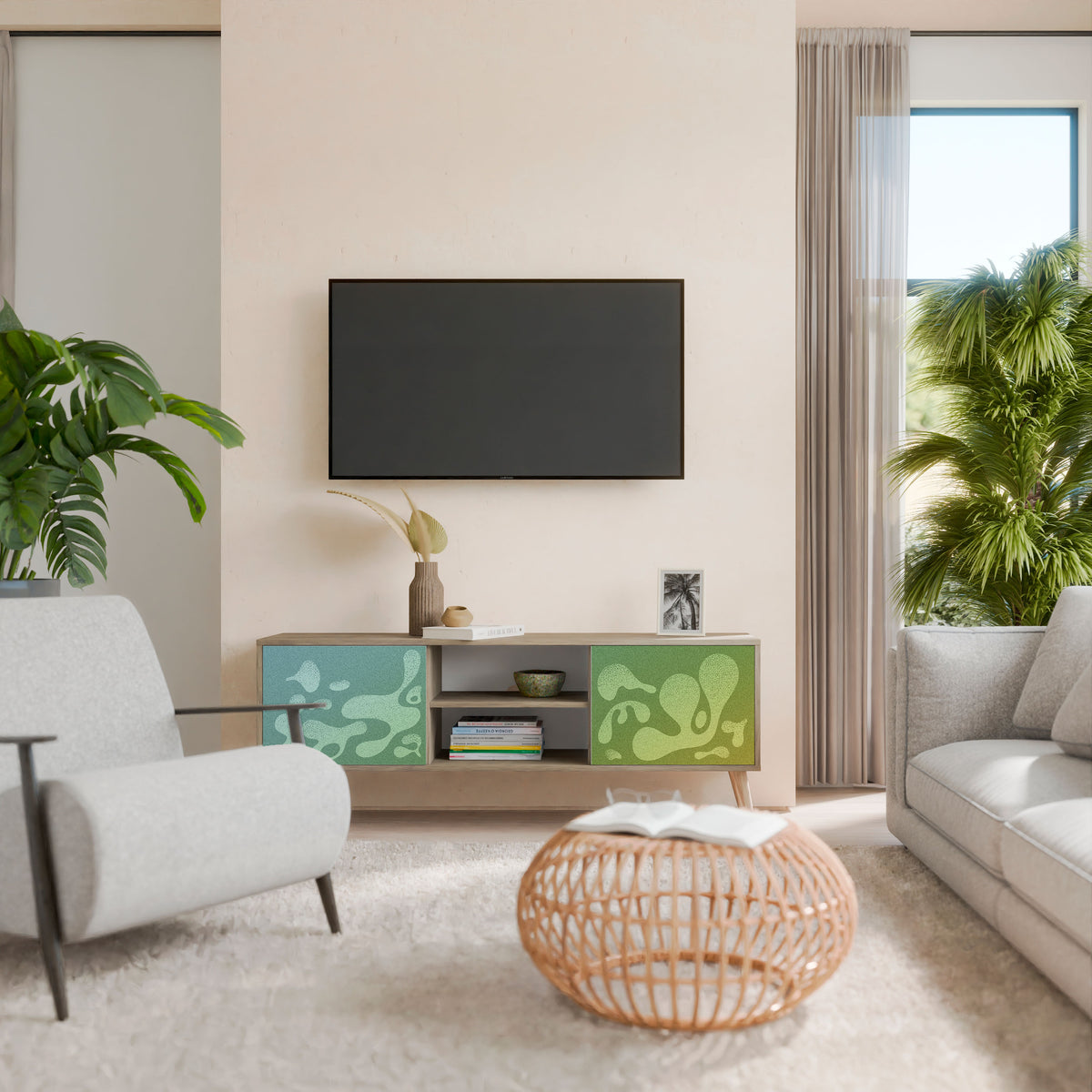 IRREGULAR BLUE Mueble de TV de 2 Puertas