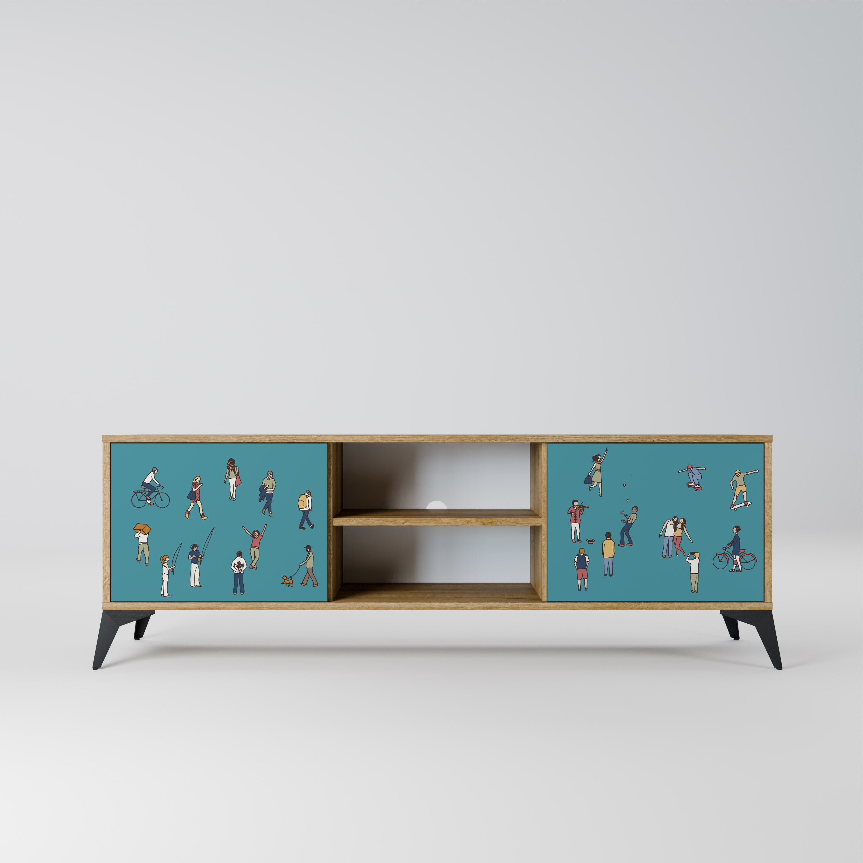 Mueble de TV de 2 puertas COLLECTIVE STREAM con efecto roble