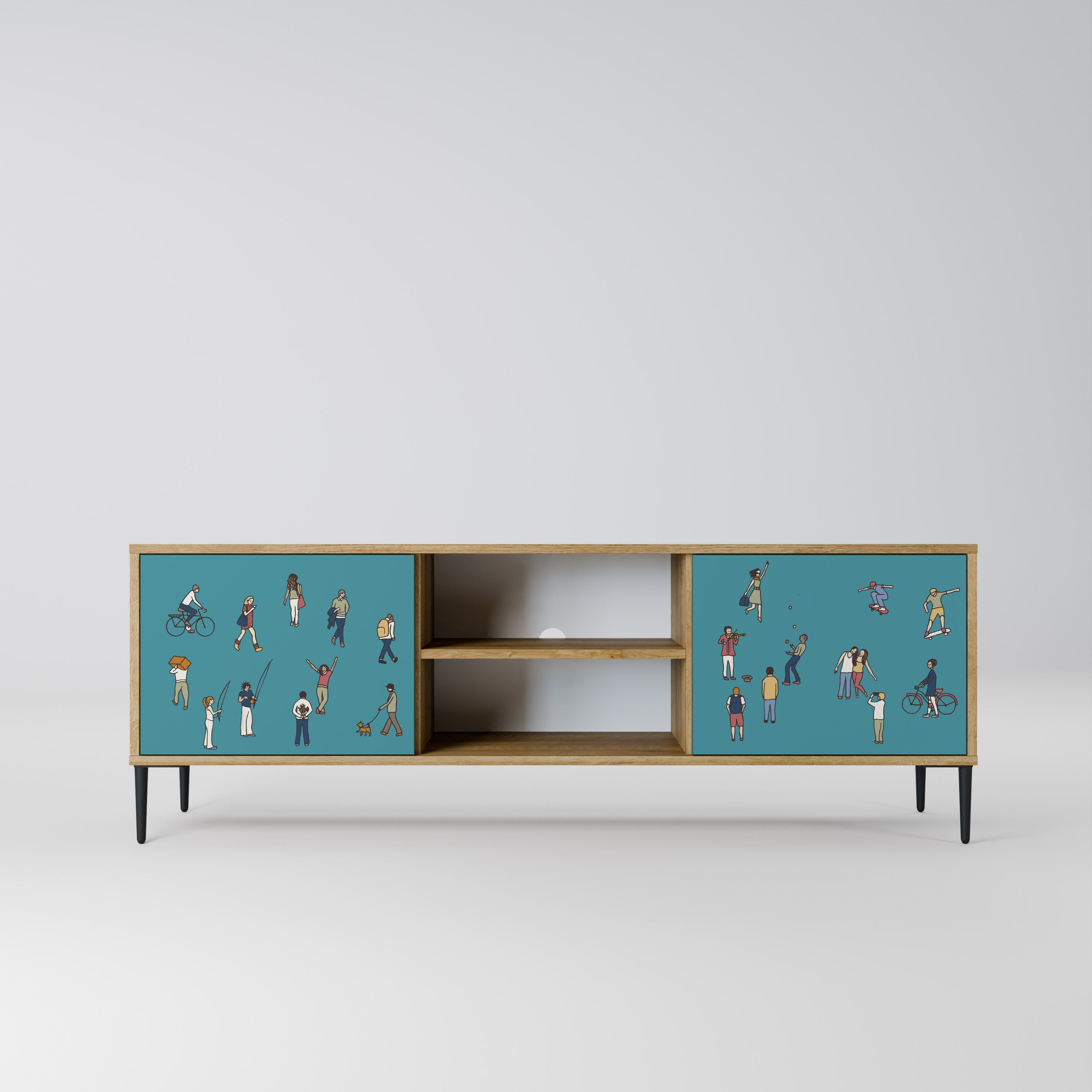 Mueble de TV de 2 puertas COLLECTIVE STREAM con efecto roble