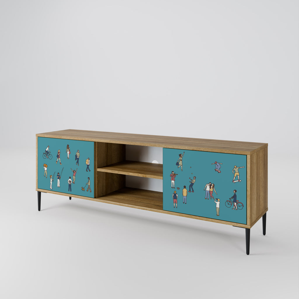 Mueble de TV de 2 puertas COLLECTIVE STREAM con efecto roble