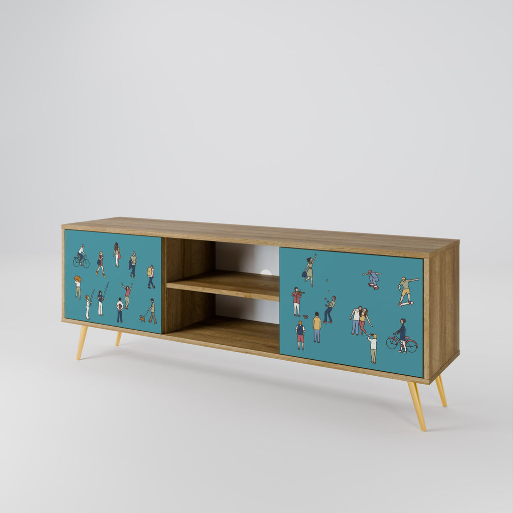 Mueble de TV de 2 puertas COLLECTIVE STREAM con efecto roble
