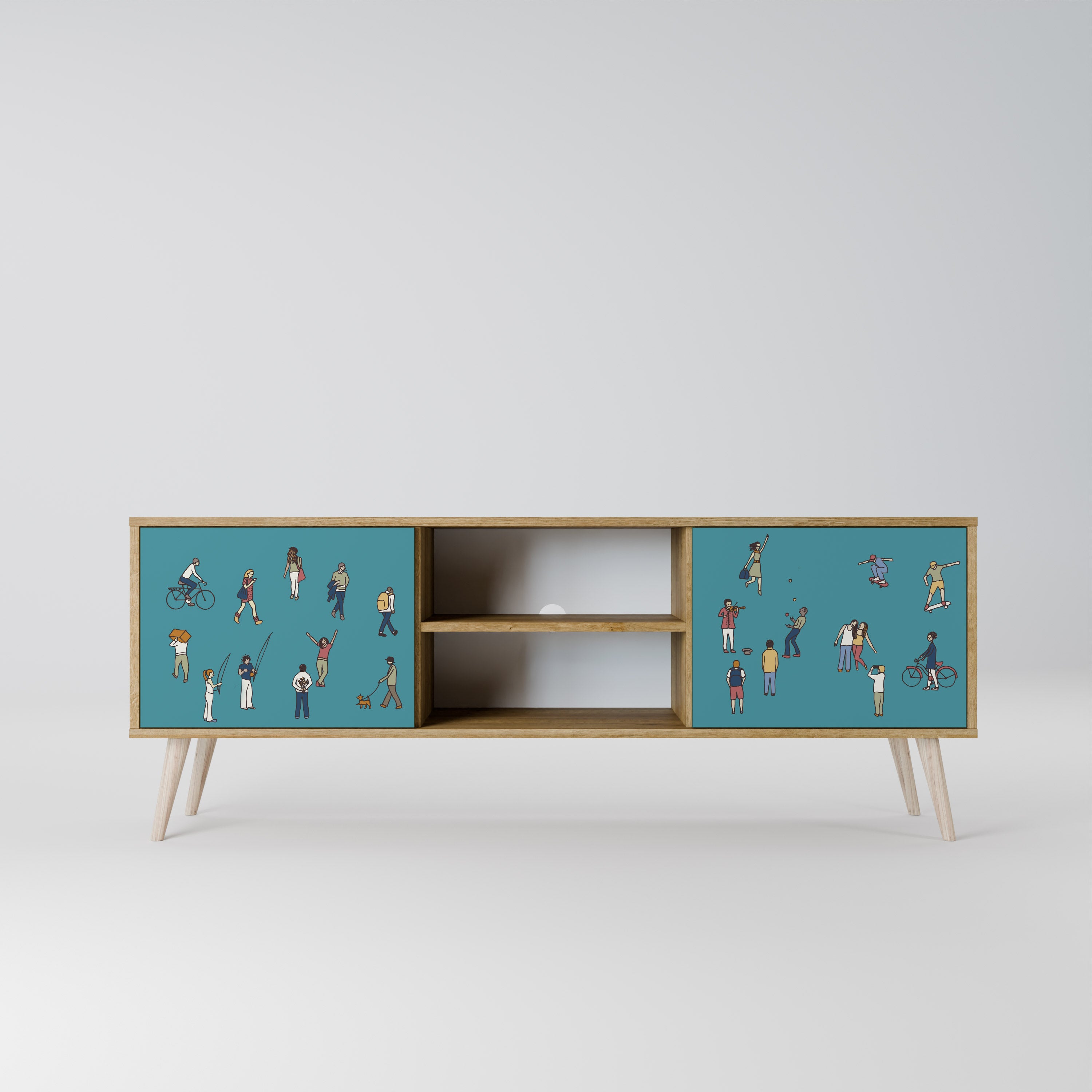 Mueble de TV de 2 puertas COLLECTIVE STREAM con efecto roble