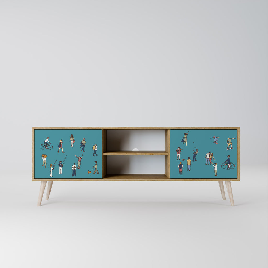 Mueble de TV de 2 puertas COLLECTIVE STREAM con efecto roble