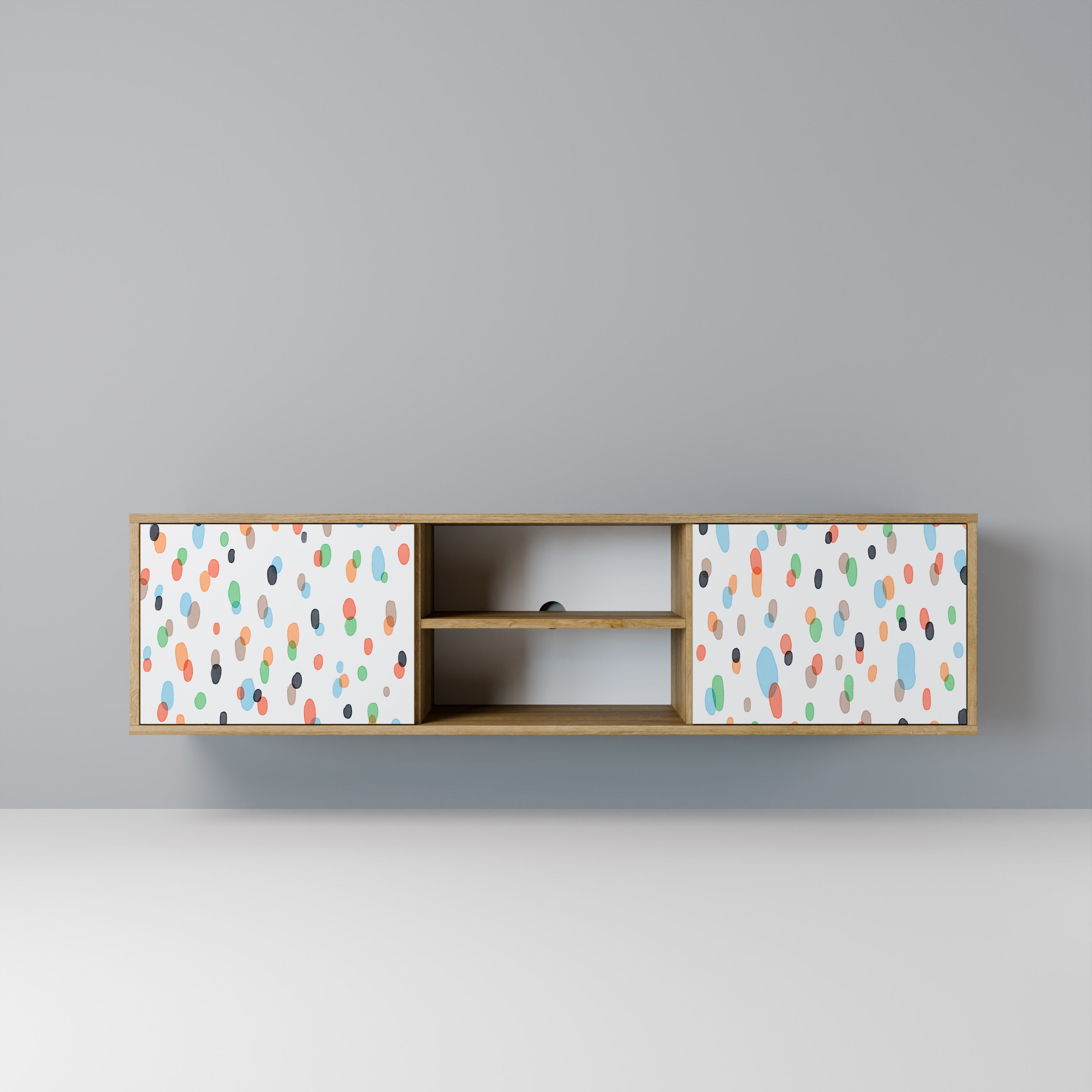 Mueble de TV de 2 puertas ENERGETIC SPOTS con efecto roble