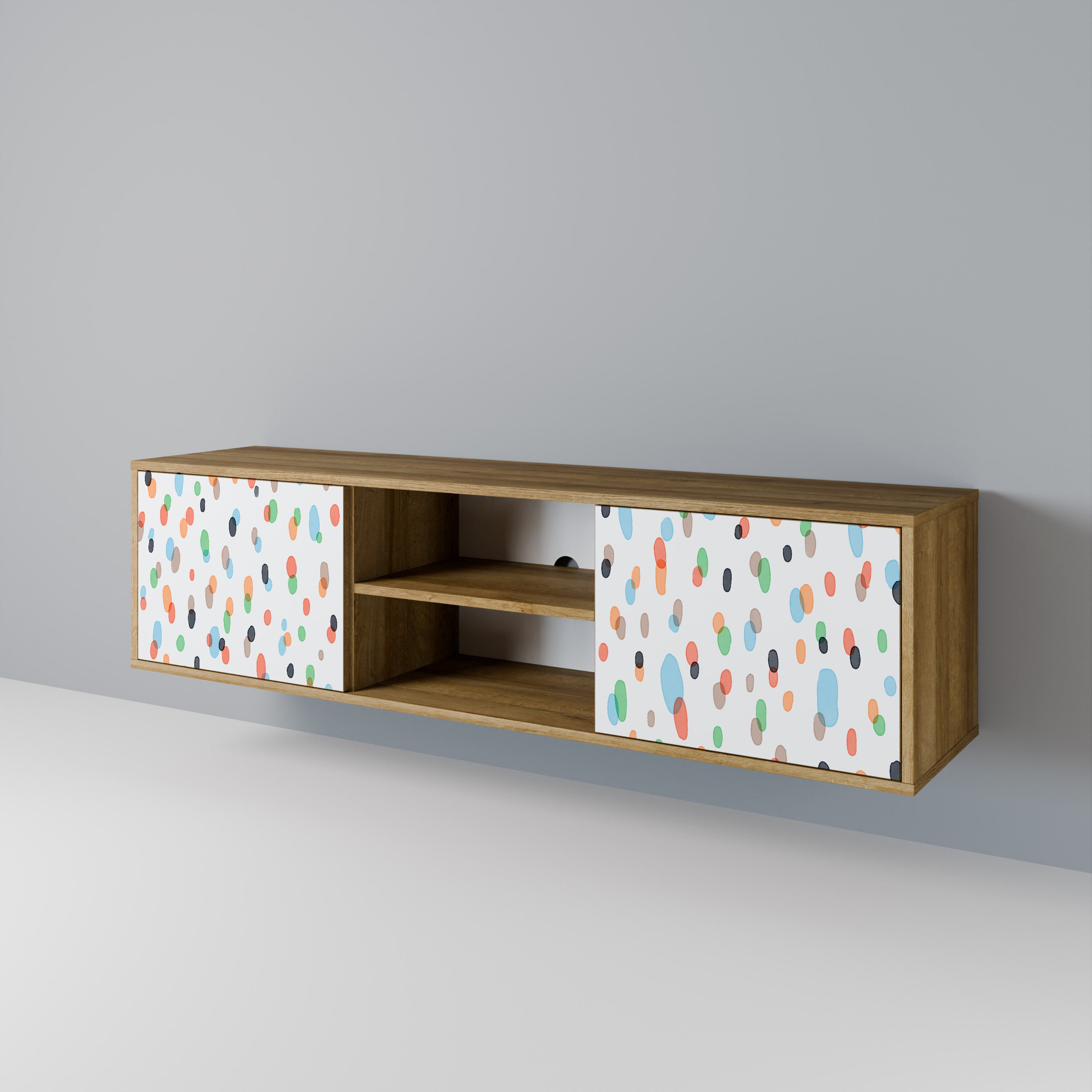Mueble de TV de 2 puertas ENERGETIC SPOTS con efecto roble