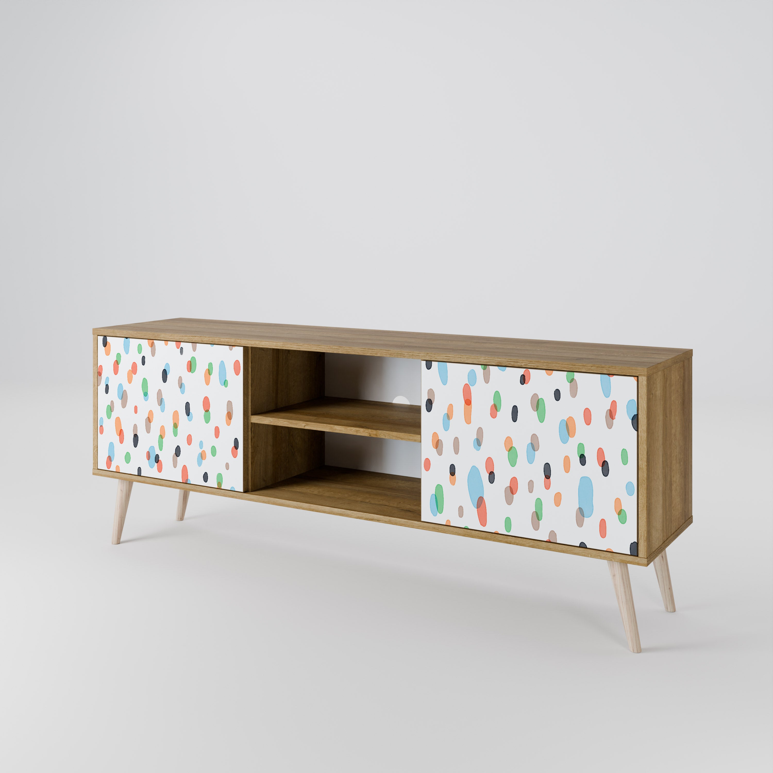 Mueble de TV de 2 puertas ENERGETIC SPOTS con efecto roble