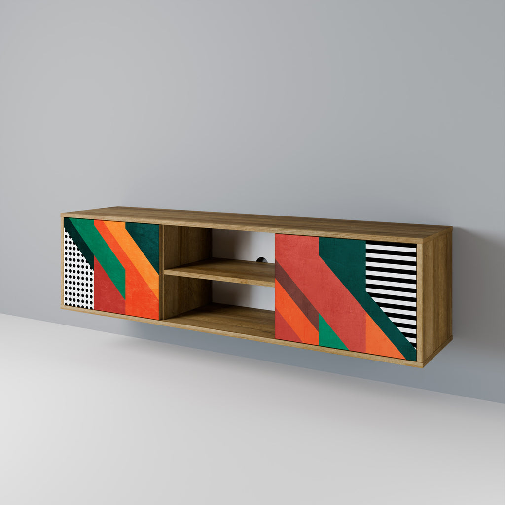 Mueble de TV de 2 puertas MAKESHIFT ARTISTRY con efecto roble