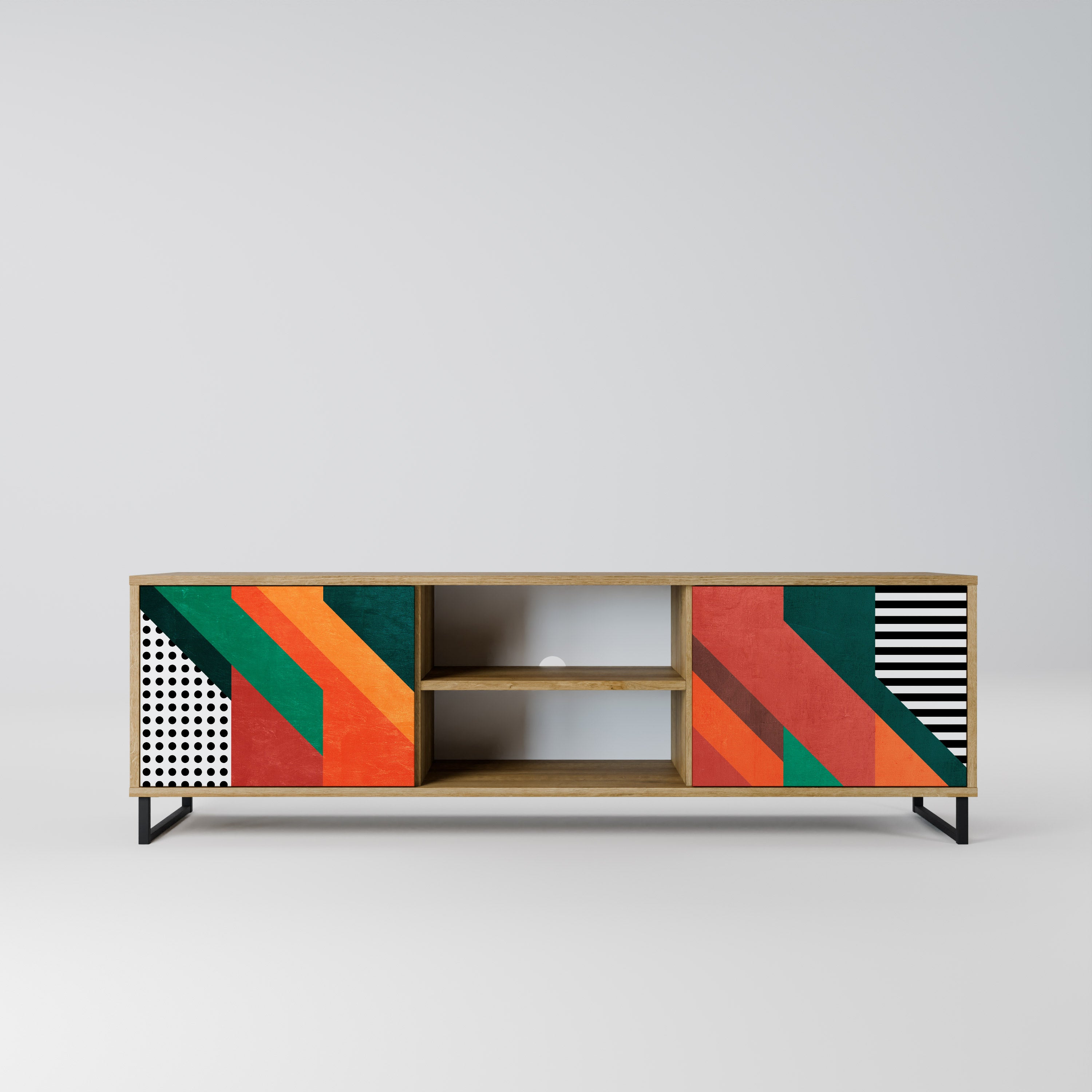 Mueble de TV de 2 puertas MAKESHIFT ARTISTRY con efecto roble