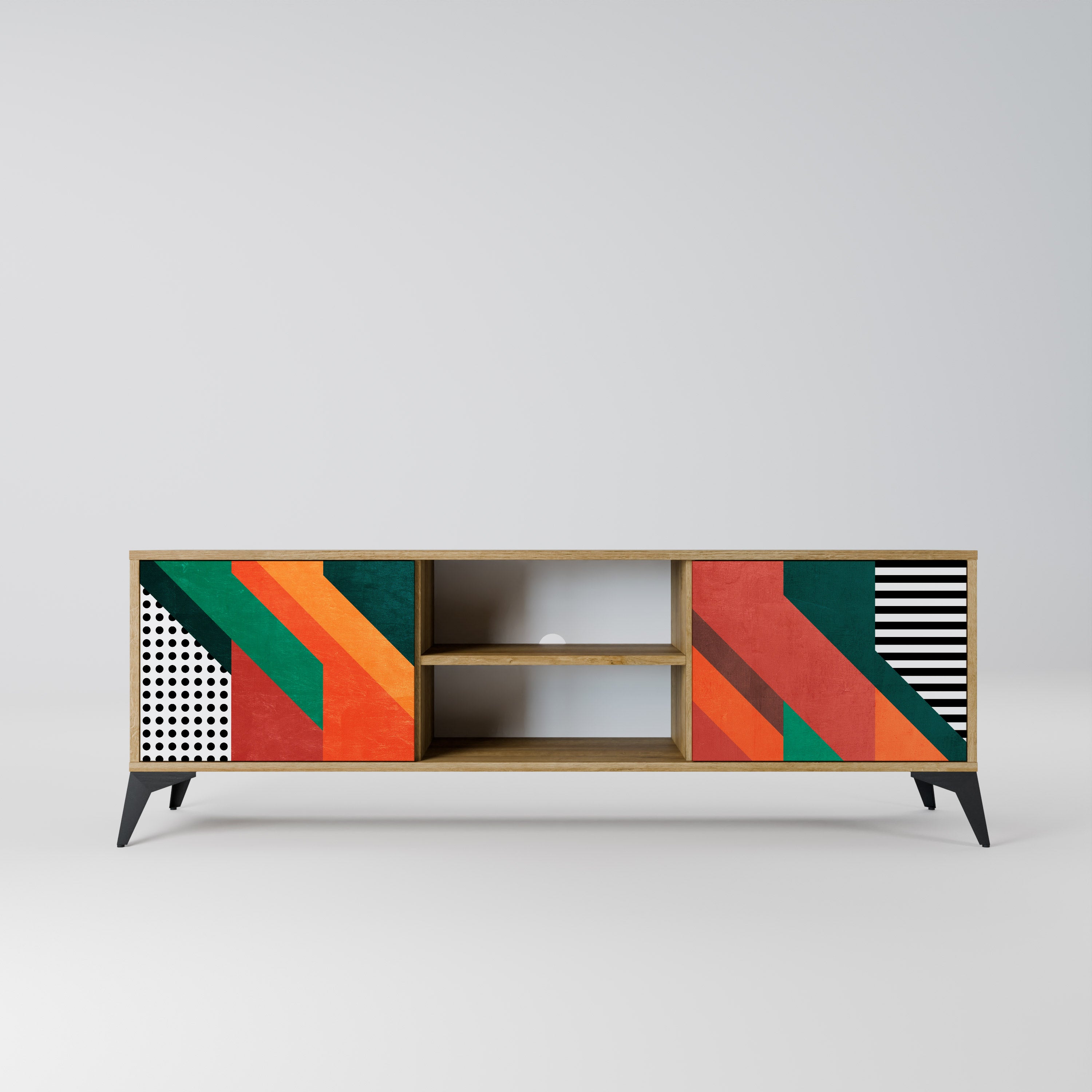 Mueble de TV de 2 puertas MAKESHIFT ARTISTRY con efecto roble