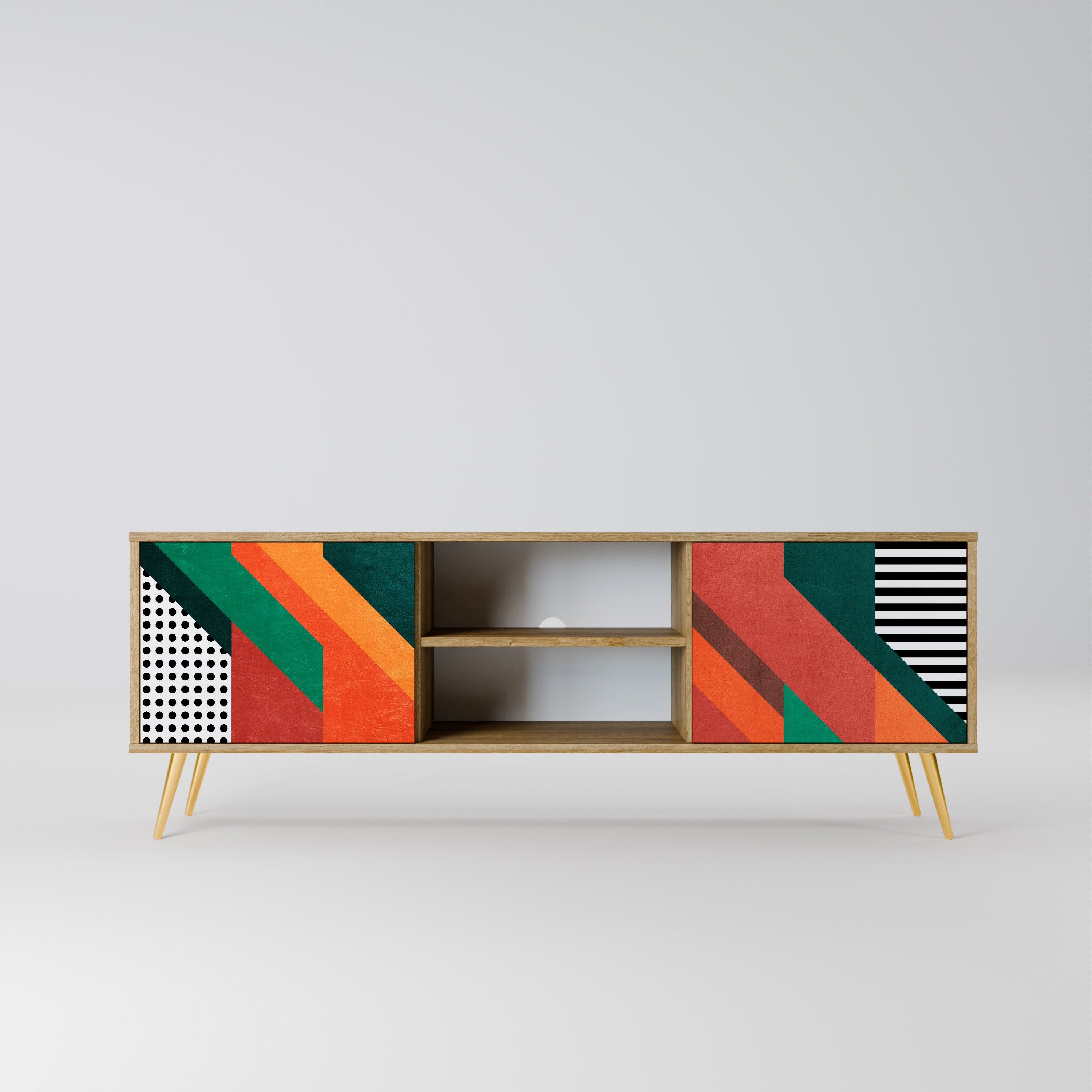 Mueble de TV de 2 puertas MAKESHIFT ARTISTRY con efecto roble