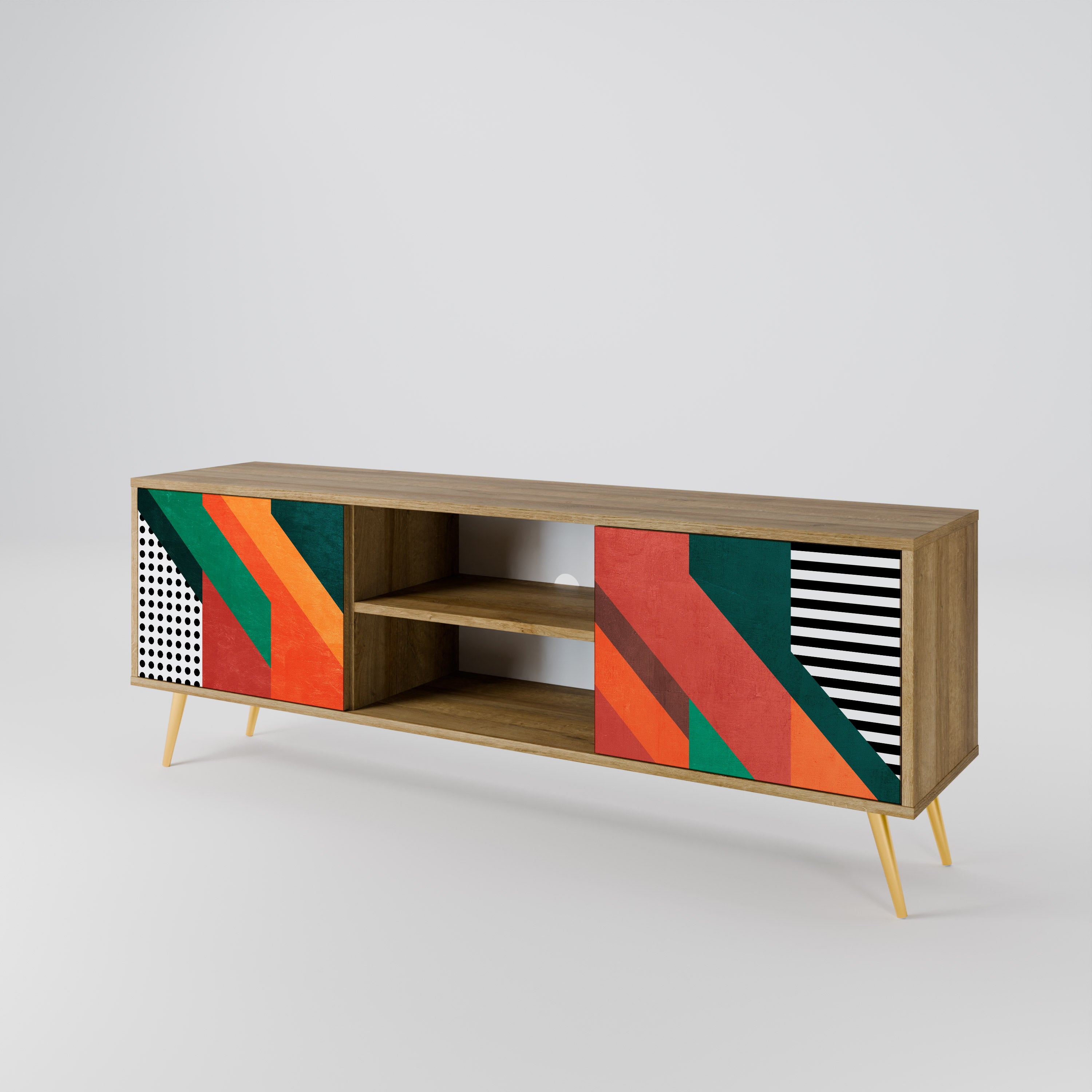 Mueble de TV de 2 puertas MAKESHIFT ARTISTRY con efecto roble