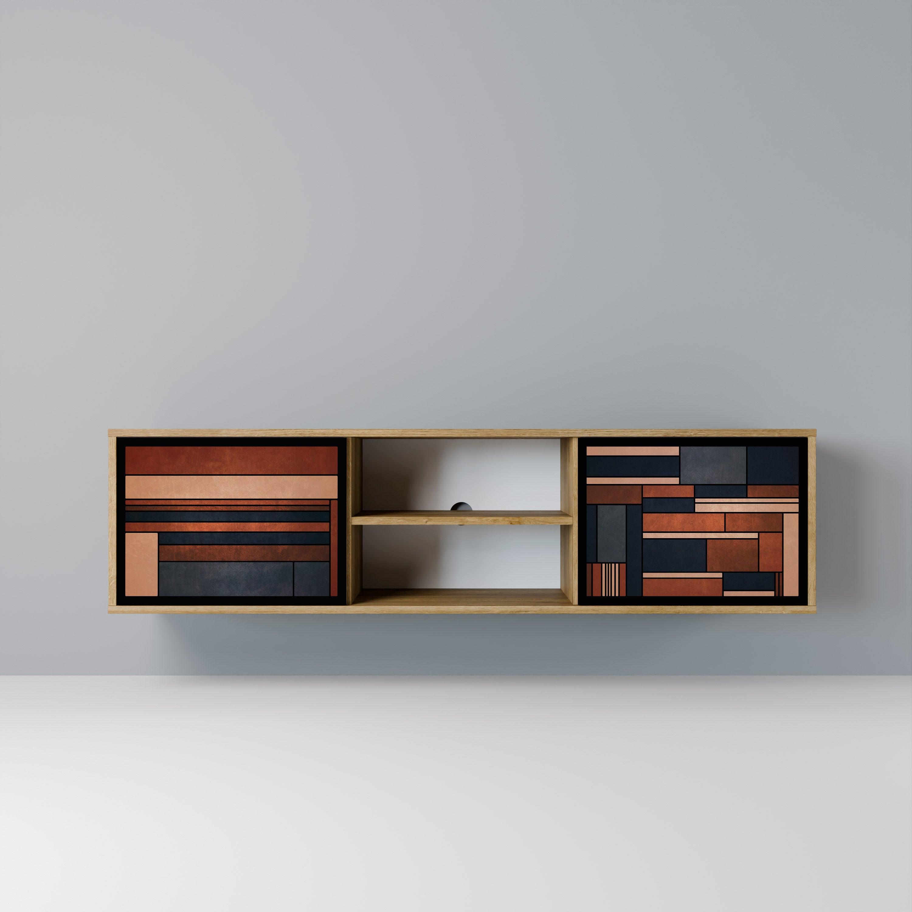 Mueble de TV INTREPID FORMATION de 2 puertas con efecto roble