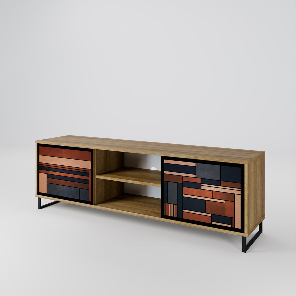 Mueble de TV INTREPID FORMATION de 2 puertas con efecto roble
