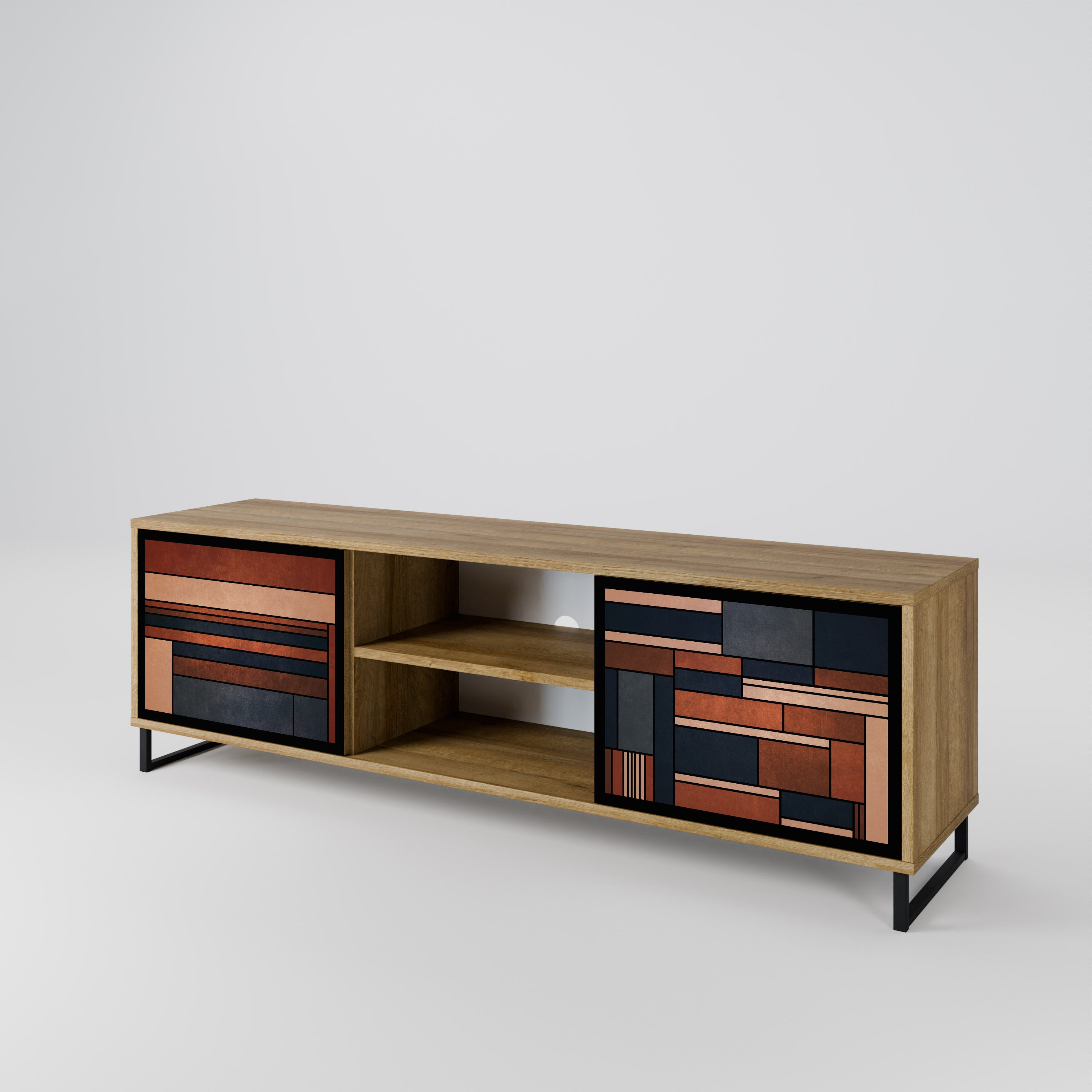 Mueble de TV INTREPID FORMATION de 2 puertas con efecto roble