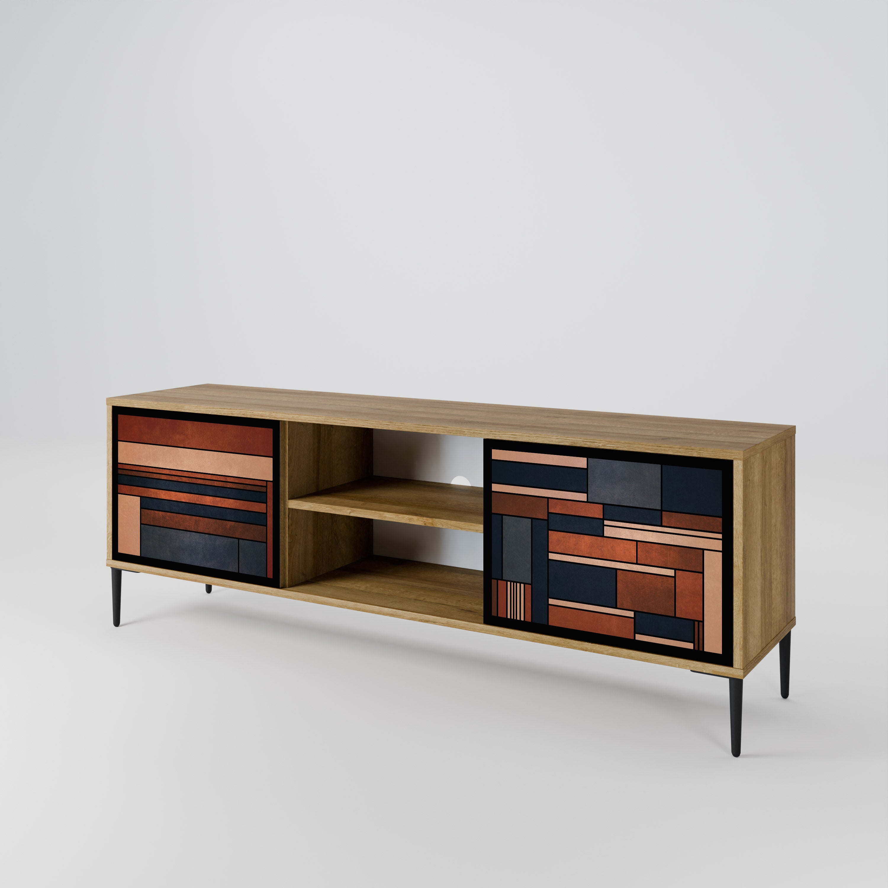 Mueble de TV INTREPID FORMATION de 2 puertas con efecto roble